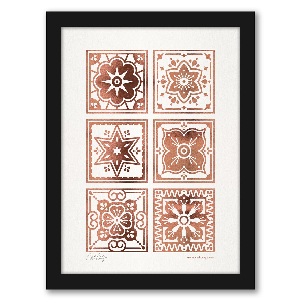 Talavera Mexican Tile Rose Gold by Cat Coquillette Frame  - Americanflat